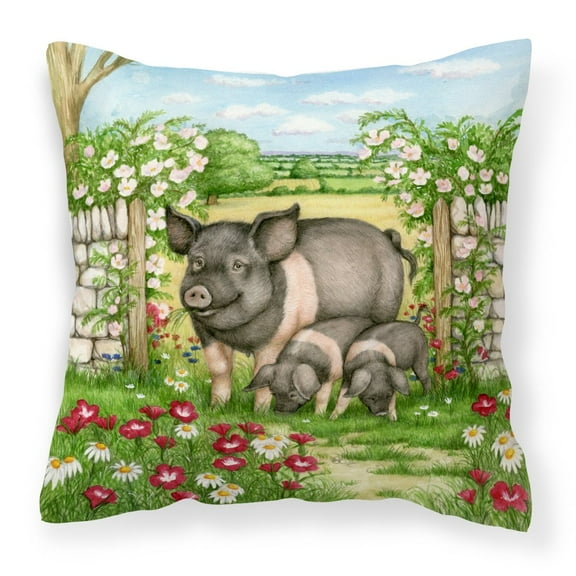 Carolines Treasures CDCO0375PW1414 Pigs Rosie and Piglets Canvas Decorative Pillow  14Hx14W multicolor