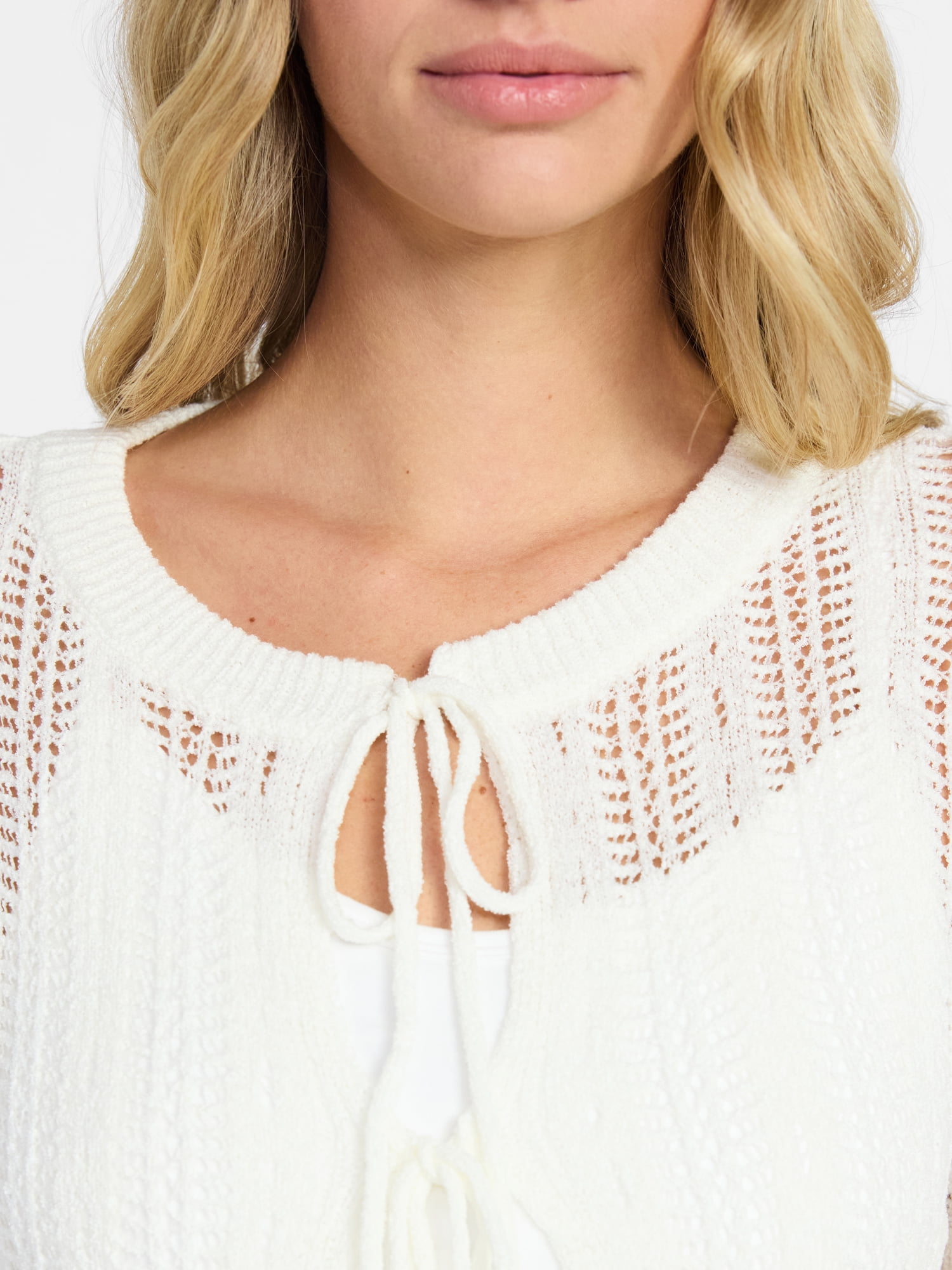 No Boundaries Tie Front Cardigan, Women's XXS-XXL