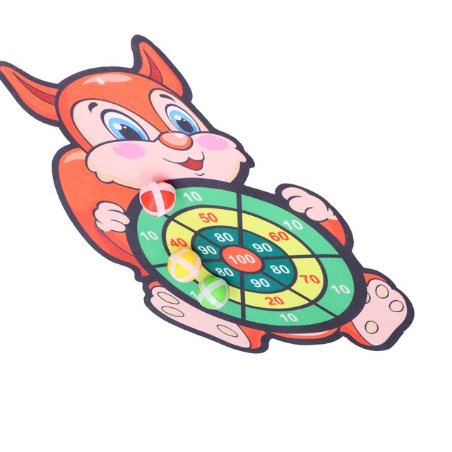 Children Indoor Dartboard Set Squirrels Shape Hook and Loop Dartboard and Stick Ball Set,