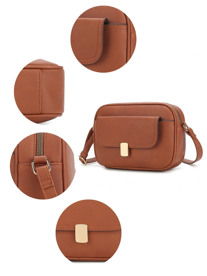 良品◎ ミッシェルアドルフ 肩かけ可 ミニボストン ハンドバッグ カデナ シボ革 Free Shipping! MKF Collection Michaela Vegan Leather Shoulder Bag