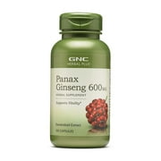 GNC Herbal Plus Panax Ginseng 600mg, 100 Capsules, Supports Vitality
