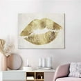thumbnail image 4 of HFDF Gold Sexy Lips Wall Art Fashion Decor Vtage Lips Prt Glam Picture Stretched Wall Art For Bedroom Home Decor Ready to Hang 18x12inch Framed, 4 of 5
