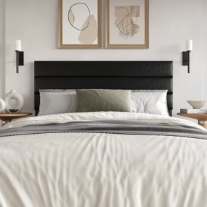 Home Design Scranton Queen Upholstered Headboard, Black