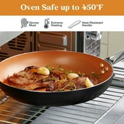Koch Systeme CS Little Skillet with Lid - 8 Copper Nonstick Frying Pan for Oven & Stove, Stainless Steel Handle. Nonstick Pan with Ceramic Coating