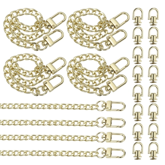 7.9" Flat Purse Chain, 8 Pack Light Gold Chain Purse Strap Handbag Chains Crossbody Straps Extender with D-Rings for Tote Wallet Clutch Satchel Short Bag