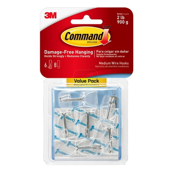 Command™ Clear Medium Wire Toggle Hook Value Pack 17065CLR-6ES