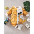 thumbnail image 3 of WIBACKER 0-18 Months Newborn Baby Boy Onesie, Infant Long Sleeve Romper, Boys Bodysuit Fall Spring Outfits - Dinosaur, 3 of 8