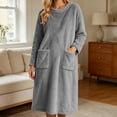 thumbnail image 2 of LEAVINGSUO Nightgowns for Women Plus Size Long Sleeve Pullover Winter Casual Nightgown long dress with plush fabric For Home Use Gray M, 2 of 7