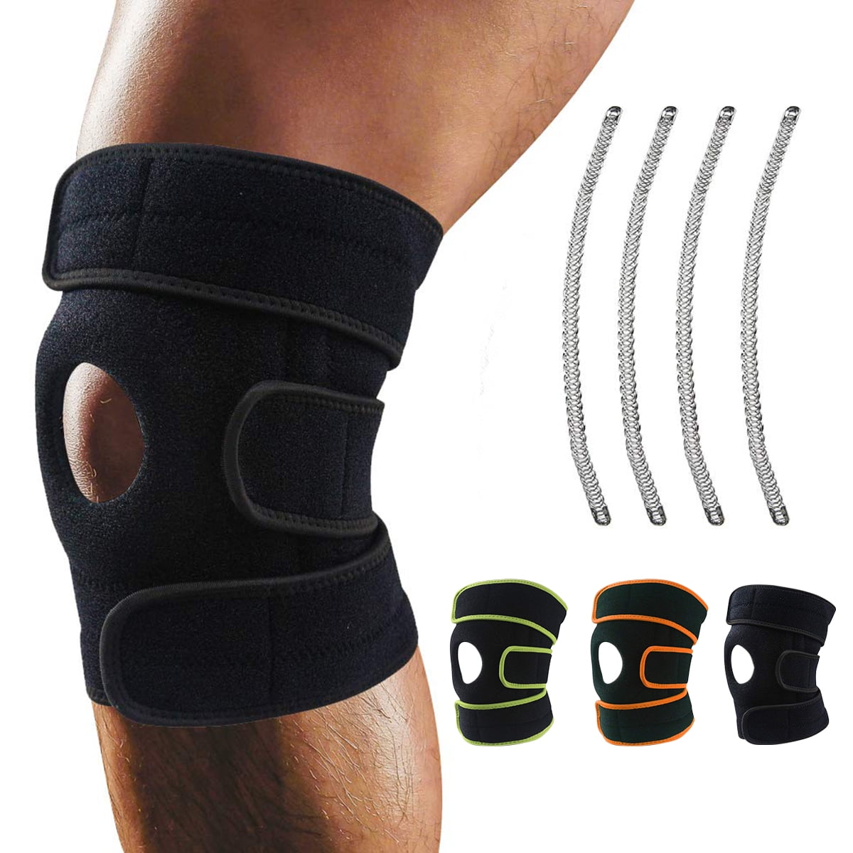 RNKR Knee Brace, Relieves ACL, LCL, MCL, Meniscus Tear, Arthritis,  Tendonitis Pain. Open Patella Dual Stabilizers Non Slip Comfort Neoprene.  Adjustable Bi-Directional Straps (Black) - Walmart.com