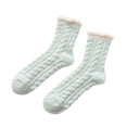 thumbnail image 1 of Sonducket Cálido invierno MiddleTube calcetines mujeres lindo elástico Coral terciopelo calcetines interior piso toalla calcetines transpirables Medias Verde claro NO7, 1 of 1
