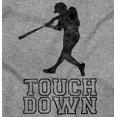 thumbnail image 2 of Funny Touch Down Baseball Swing Joke Womens Slim Fit Graphic Tee Brisco Brands X, 2 of 6