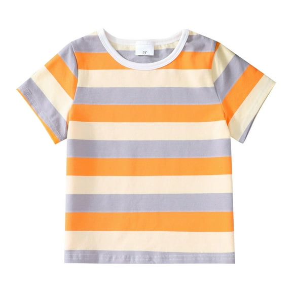 Classic Kids Striped T-Shirt,Short Sleeve,Crew Neck,Boys Girls Cute Summer Tees Casual School 𝐔niform Active Tops Streetwear