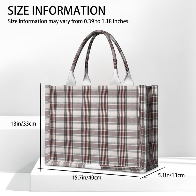 【特価】Felisi checkered pattern tote bag Large Capacity Tote Bag,Brown and White Checkerboard Checkered