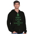 thumbnail image 5 of Keep Calm Shamrock On St Patrick's Zip Up Hoodie Men's Women's Brisco Brands S, 5 of 6
