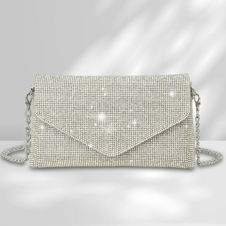 Silver rhinestone on sale clutch