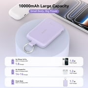 RORRY Portable Charger, 10000mAh PD 30W Power Bank with Built-in Cables, Fast Charging Battery Pack, Travel Essential Phone Power Bank for iPhone, Android, iPad, Galaxy and More,Pink