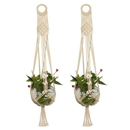 2-pack Pot Holder Macrame Plant Hangers Planter Hanging Basket Jute Rope Braided Craft