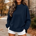 thumbnail image 2 of DIOAZUD Oversized Mock Neck Sweatshirt for Women Fall Casual Long Sleeve Side Split Pullover Top Solid Color Oversized Sweatshirt Navy S-XXL, 2 of 10