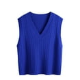 thumbnail image 4 of WTXUE Oversized Cable Knit Sweater Vest for Women V Neck Ribbed Sleeveless Soft Casual Loose Fit Pullover Sweater Tank Top Solid Color Tunic Sweaters Blue Xxl, 4 of 6