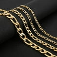 thumbnail image 4 of HZMAN Men Women 24k Real Gold Plated Figaro Chain Stainless Steel Necklace, Wide 3mm 5mm 7mm 9mm, 4 of 8