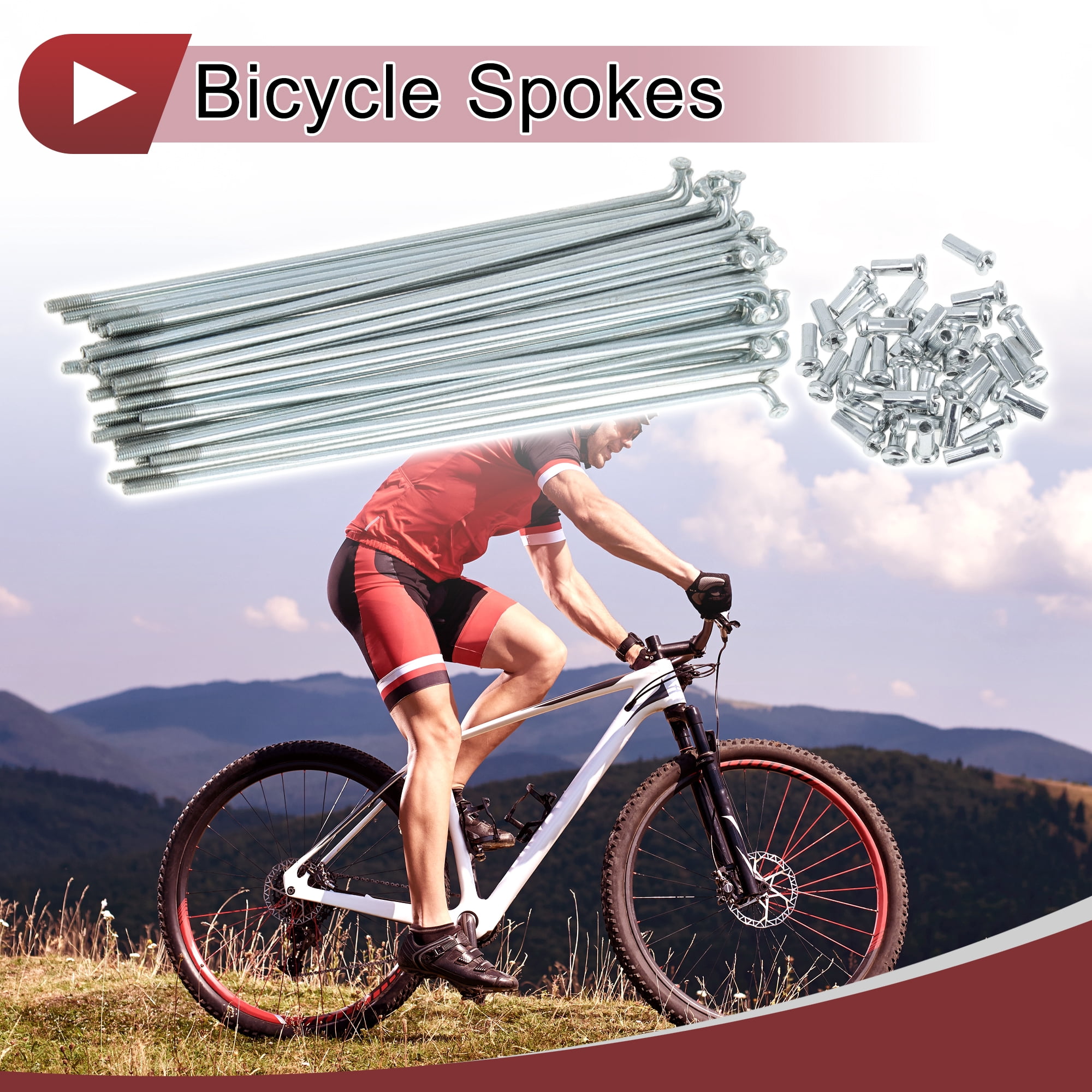 Unique Bargains 36Pcs 13G Bike Wheel Spoke Galvanized Carbon Steel Silver Tone 5.12"