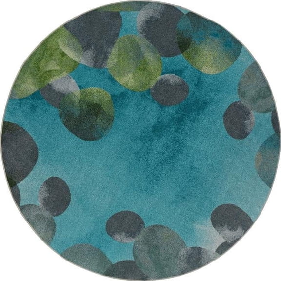 Joy Carpets Kid Essentials Riverstone 54" Round Indoor Area Rug in Color Teal