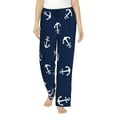 thumbnail image 2 of Picia Nautical Themed Simple Anchors Womens Soft Woven Cotton Elastic Waistband Sleep Pajama Pant Lounge Sleep Pant With Pockets And Drawstring-Small, 2 of 9