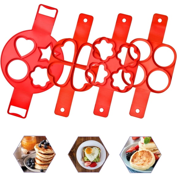 4pcs Pancake Making Molds, Fried Egg Mold, Reusable Silicone Pancake Maker with 4 Cavity