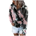 thumbnail image 3 of Gibobby Mujeres sudadera con capucha suéter Sudadera de mujer Button Drawstring Camisa de pocket Casual corbata de manga larga Sudaderas de gradiente de tinte impresas Sudaderas Hoodie （Rosa， L), 3 of 5
