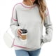 thumbnail image 2 of Sudadera Informal para Mujer, Cuello Redondo, Larga, Bloque de Color, Holgada, Tops Casuales de Moda para Otoño Gris XL, 2 of 10