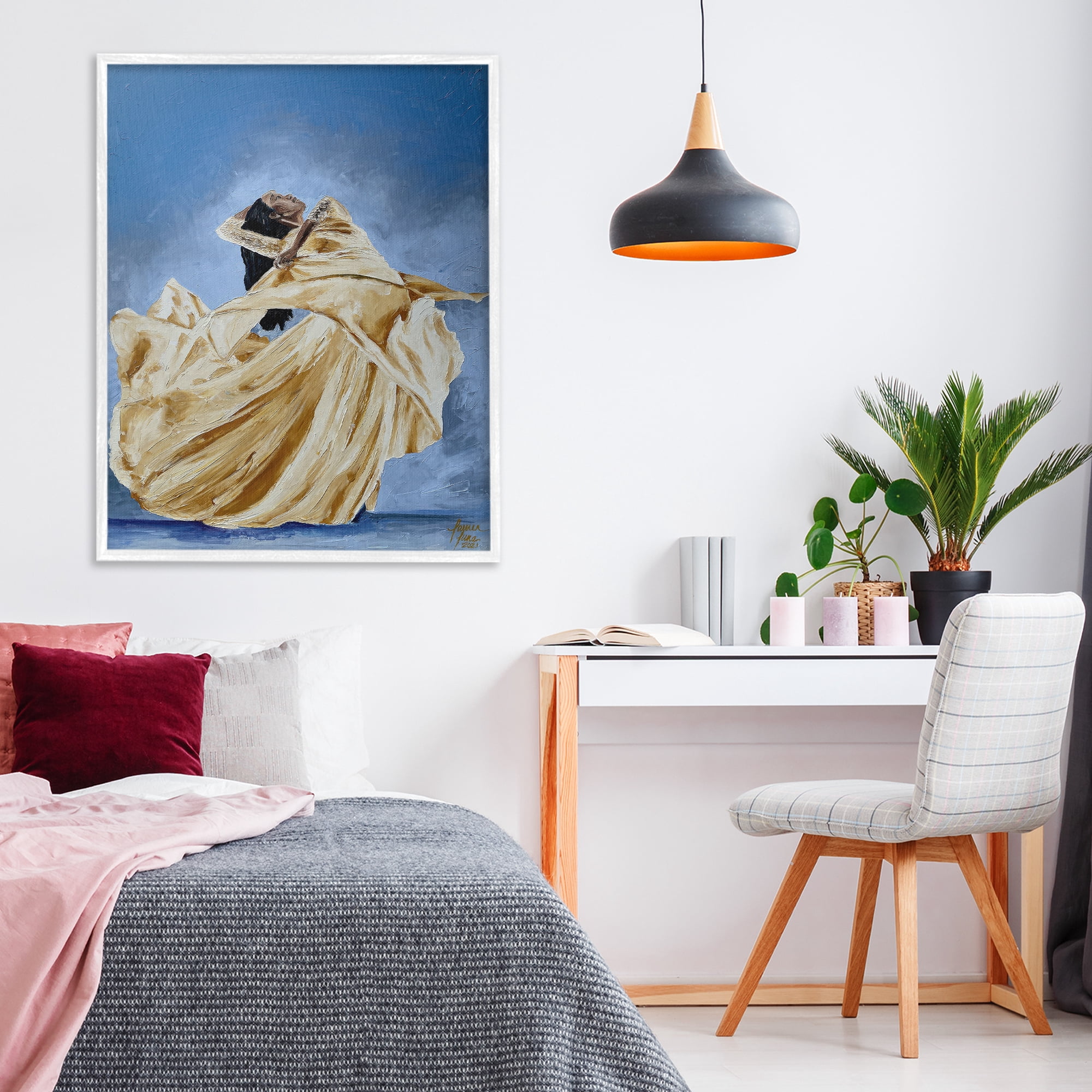 Stupell Industries Expressive Elegant Dancer White Framed Giclee Art, design by Lauren Luna