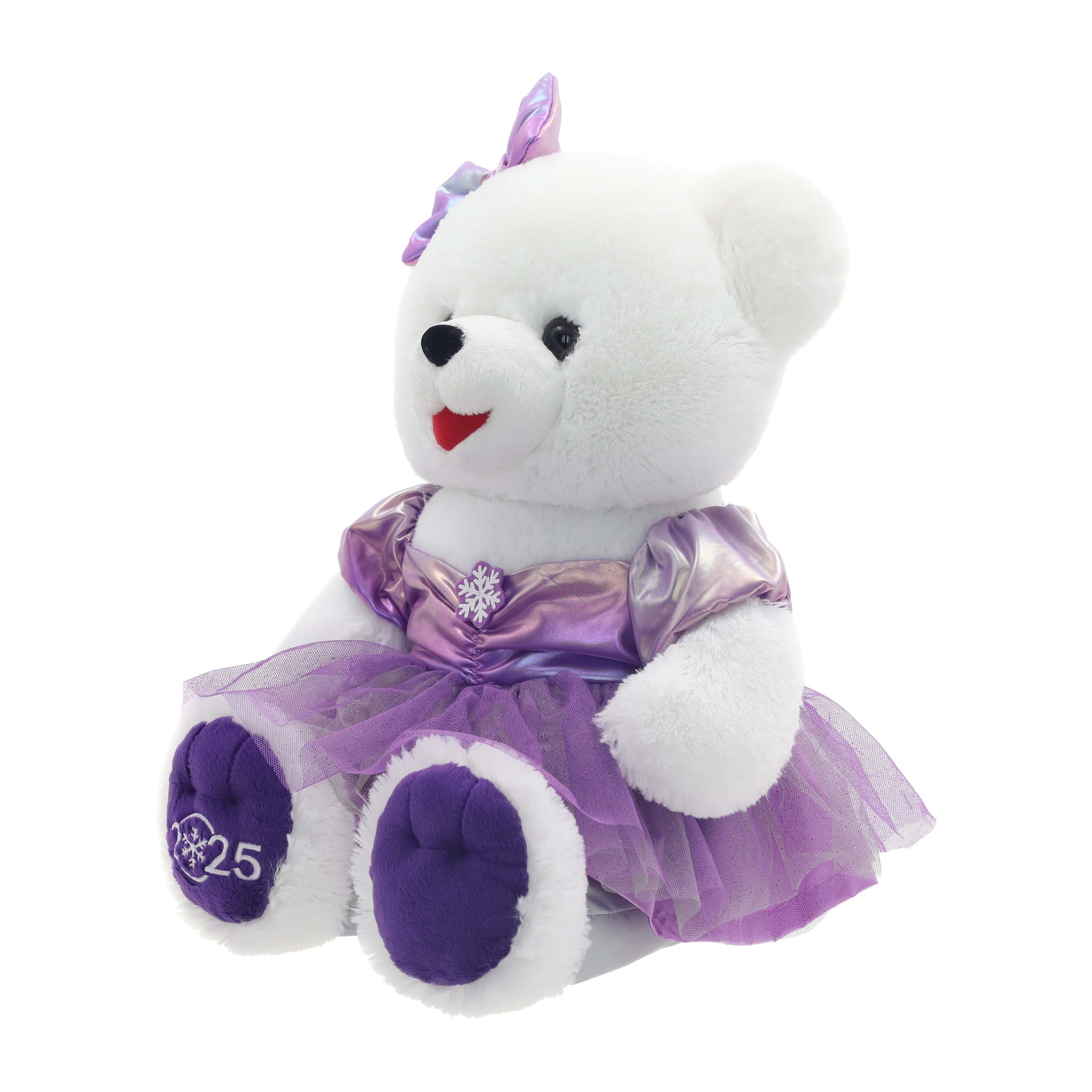 Snowflake Girl 2025 Teddy Bear Christmas Plush, White, 15", by Holiday Time