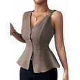 thumbnail image 2 of Womens Summer Vest Tops Dressy Business Casual V-Neck Sleeveless Button Down Trendy Outfits Camel Color XL, 2 of 8