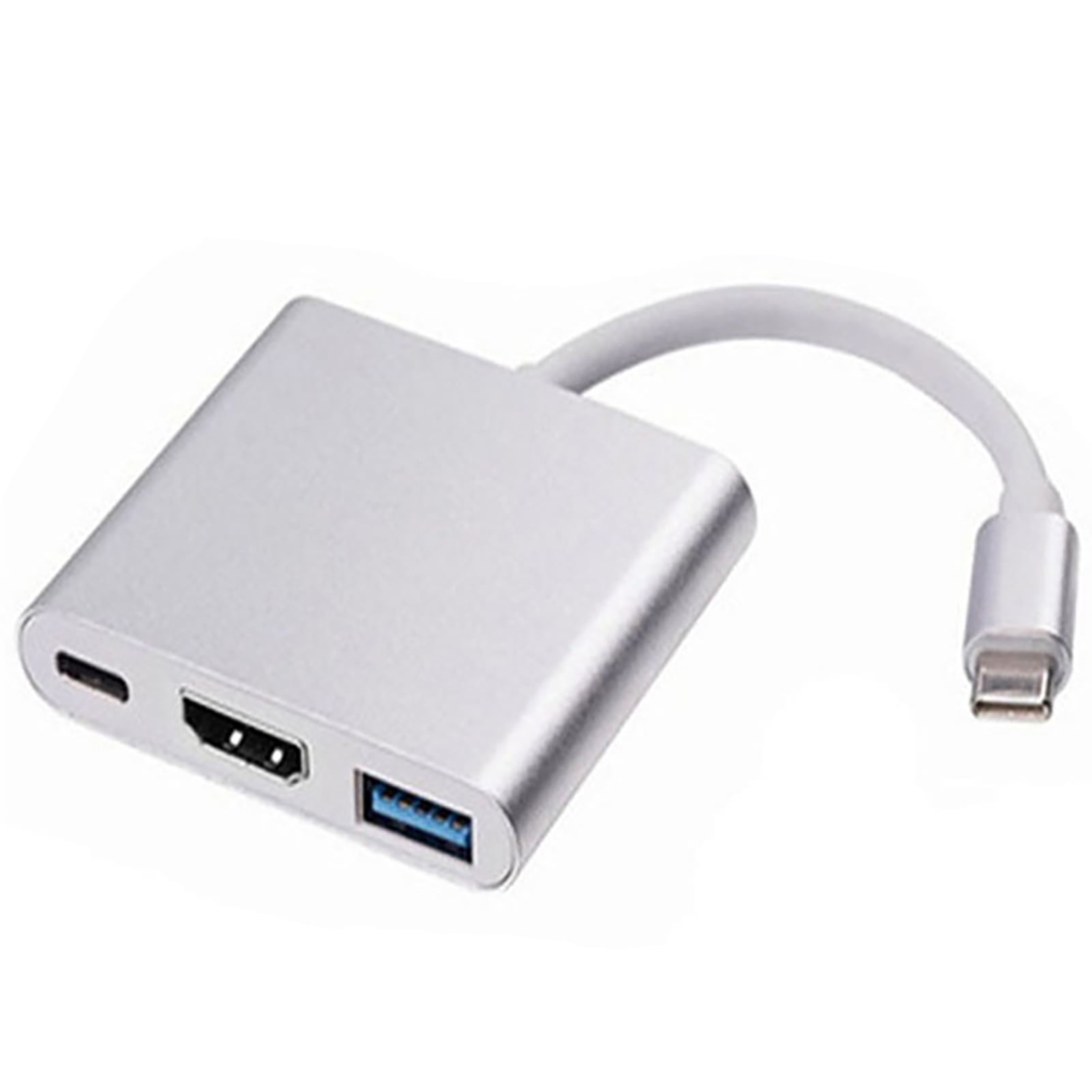 Xirurus Type-C to HDMI 3-in-1 4K Adapter Cable Converter USB Hub High-Definition Multimedia Dock - Silver