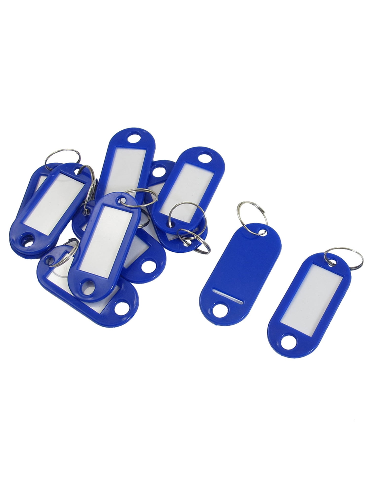 100pcs Plastic Key Tags Metal Ring Luggage Card Name Label Keychain W/Split Ring