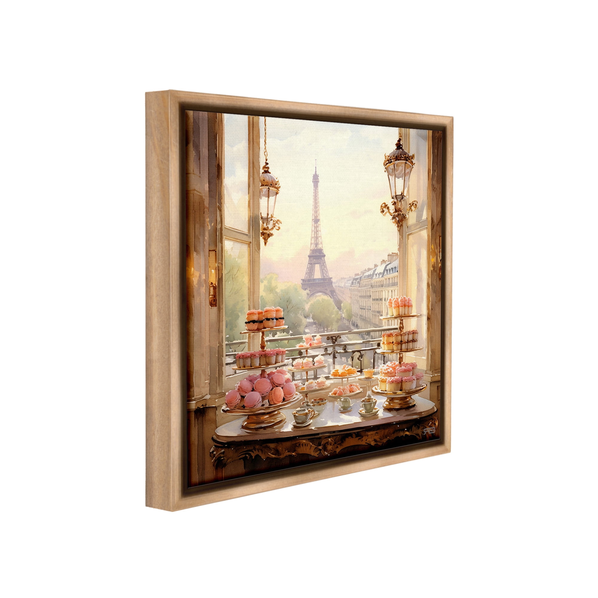 Stupell Industries Elegant Parisian Sweets View Food & Beverage Painting Brown Floater Framed Canvas Art Print Wall Art, 25 x 25