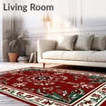 thumbnail image 2 of ODIKA 4'x6' Machine Washable Non-Slip Area Rug, Yuletide Botanical Tapestry Heirloom High Traffic Rug with Pad, Red, 611783, 2 of 8