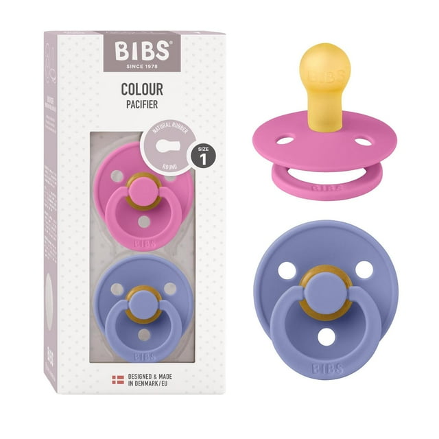 Chupones BIBS Bubblegum Peri Tetina Redonda Látex Natural Talle 1 para Bebés 0 a 6 Meses