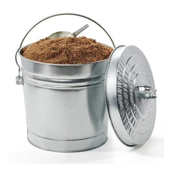 Silver 10-Gallon Galvanized Steel Trash Can with Lid - Stylish Metal Trash Bin for Kitchen, Outdoor Patio, and Camping