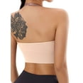 thumbnail image 3 of Deago Halter Bra for Women Longline Yoga Sports Bra Wireless Seamless Padded Backless Bralette with Adjustable Strap (Skin, M), 3 of 9