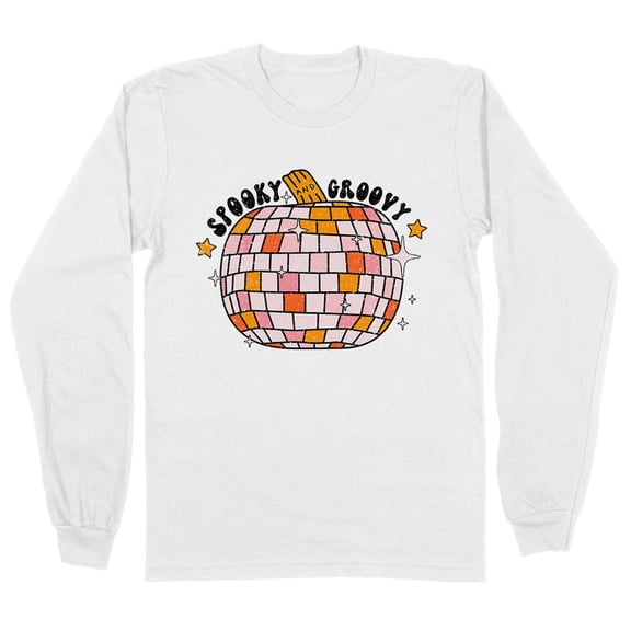 Spooky and Groovy Long Sleeve Shirt Unisex Large White