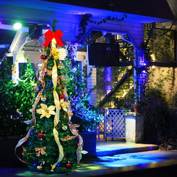 6FT Prelit Christmas Tree, Green Artificial Christmas Tree with Color