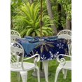 thumbnail image 2 of Outdoor Tablecloth with Umbrella Hole and Zipper, Christmas Yellow Snowflake Round Table Cloth 54 Inch Waterproof Tablecloth, Winter Xmas Blue Simple Picnic Table Cover for Patio Camping, 2 of 7