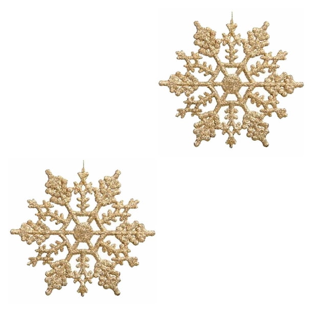 Advancent 12 piezas hogar interior al aire libre Navidad copo de nieve decoración vacaciones festival fiesta banquete reutilizable dorado Dorado 2Conjunto