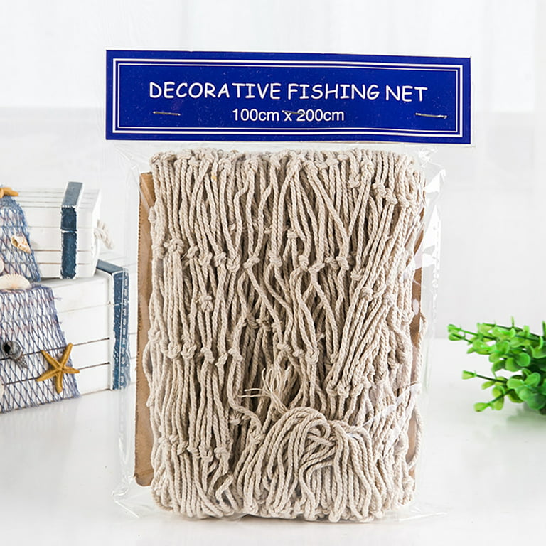 Baocc Easter Decorations Nautical Fishing Net Shell Coastal Design Seaside Wall Hanging Home Party Decor, Size: 100, Beige