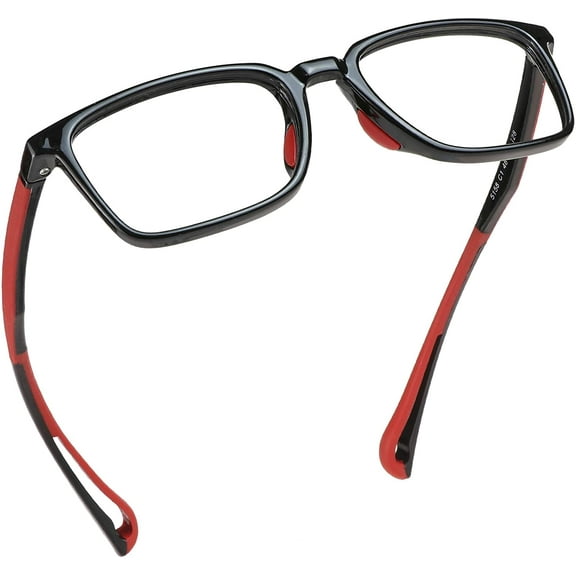 LifeArt Kid Blue Light Blocking Glasses, Filter 85% of Harmful Blue Light, Anti Eyestrain and Blurry, Computer Glasses (Black Red)
