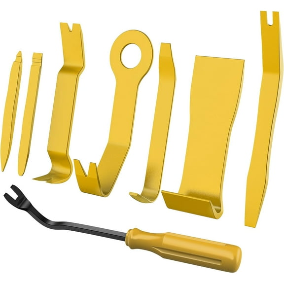 Nilight 8Pcs Auto Trim Removal Tool Kit No-Scratch Removal Tool Kit for Car Audio Dash Panel Window Molding Fastener Remover Tool Kit-Yellow