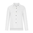 thumbnail image 3 of UHHDNAED Womens Cotton Linen Button Down Shirt 2025 Summer Casual Long Sleeve Solid Color Shirts Loose Work Tops with Pocket - White, 3 of 6