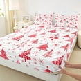 thumbnail image 3 of Manfei Boho Christmas Tree Bed Sheets,Vintage bohemian Theme King Sheets,Red White Sheet Set For Girls Kids,Microfiber Bedroom Decor,4-Piece, 3 of 7