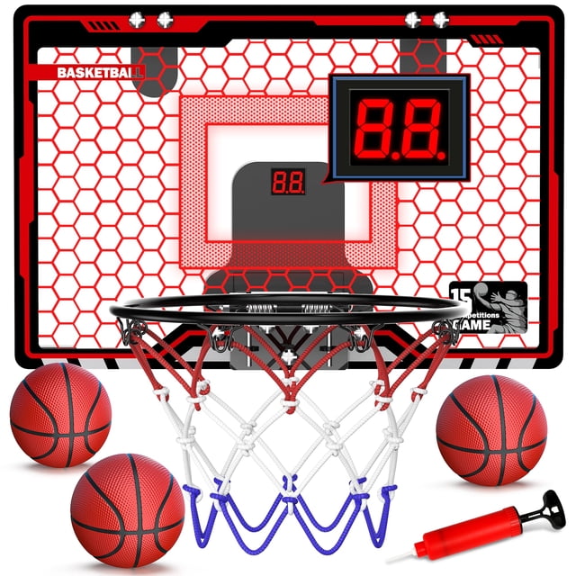 Canasta de baloncesto interior HopeRock Kids con luz LED y marcador